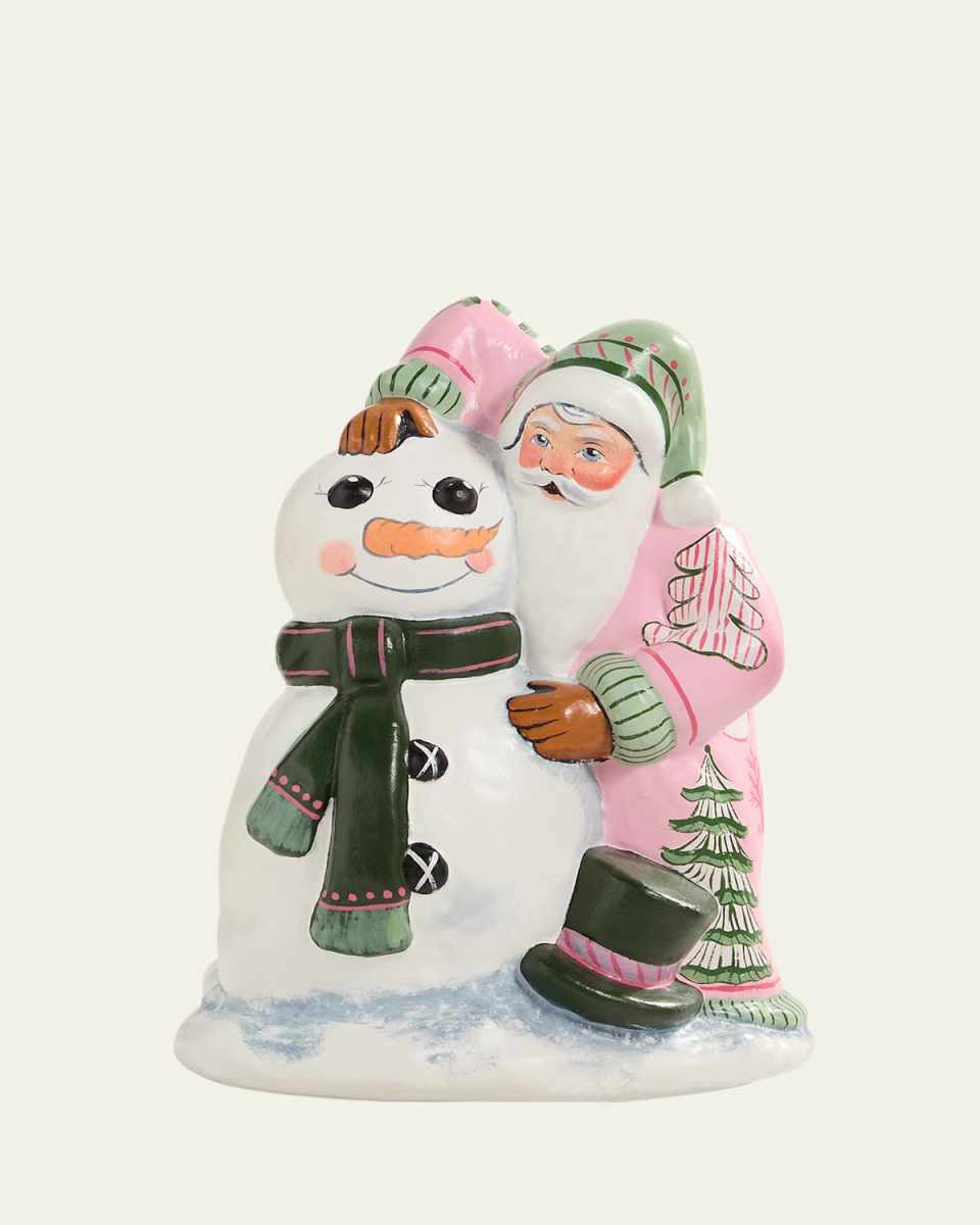 Santa Building Snowman